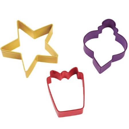 3 emporte pièces en forme d'étoile, de couronne et de talisman