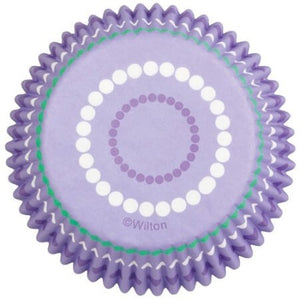 100 mini caissettes wilton pour muffins et cupcakes, pois et lignes violettes