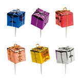 6 piques cadeaux de Noël métallisés colorés pour décoration de gâteau et bûche – Dekora 2,5 cm