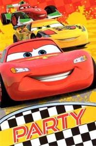 5 cartes d'invitation anniversaire Cars