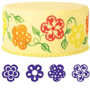 4 tampons à gâteaux motifs fleurs