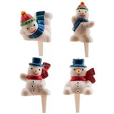 4 piques bonhommes de neige pour décoration de bûche de Noël