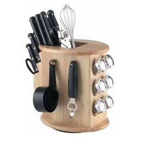Bloc en bois pivotant avec 14 couteaux et pots gourmandises marque Arc –  Miss Popcake