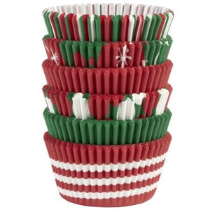 150 caissettes wilton rouges et vertes pour Noël