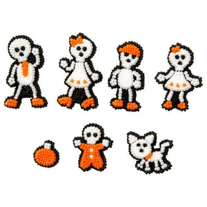 12 squelettes en sucre pour pâtisseries d'Halloween