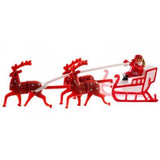Décor bûche de Noël Père Noël traîneau et trois rennes