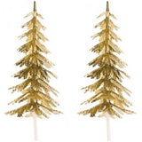 Lot de 2 sapins dorés sur pique de 8 cm pour décoration de bûche de Noël