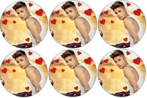 6 disques cupcakes Justin Bieber