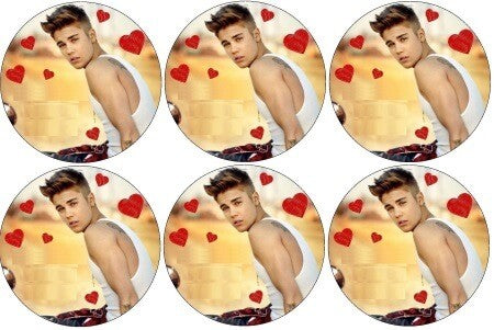 6 disques cupcakes Justin Bieber